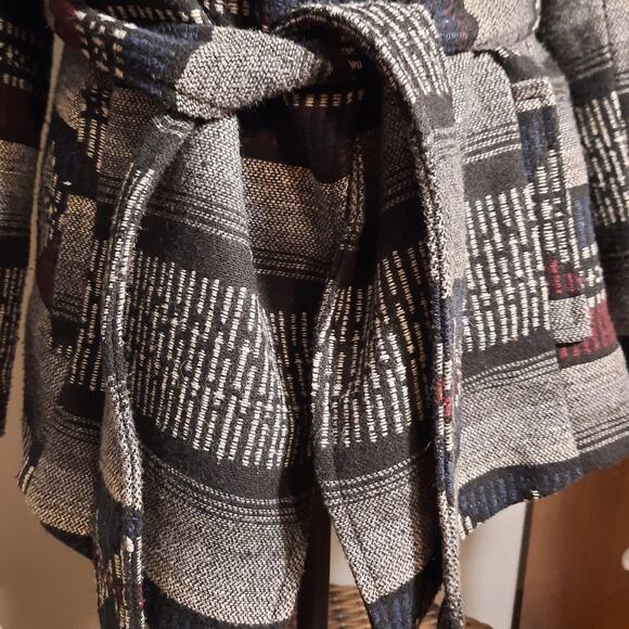 CHARLOTTE RUSSE Wool Blend Boho Southwestern Belted Cardigan Jacket M Cozycore - Picture 2 of 8